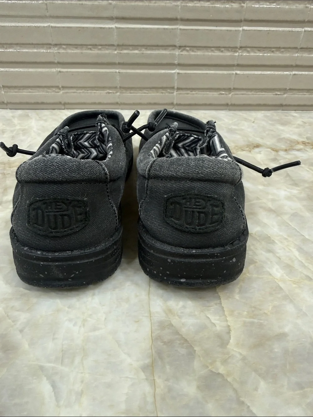 Hey Dude Kids Black Canvas Slip-On Moccasin Shoes